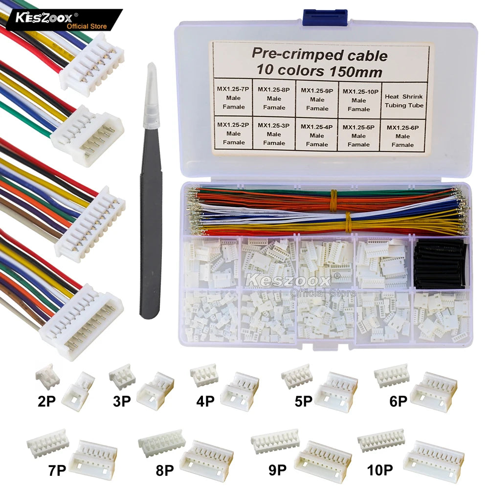 Keszoox Molex 1.25mm Pitch Connector Kit, 51021/51047 Male Female Crimp Terminal Wire 53047/53048-0260