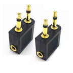 2PCS 3.5mm Airline Airplane Headphone Jack Audio Adapter Gold Plated Travel Earphone Connector for In Flight Entertainment