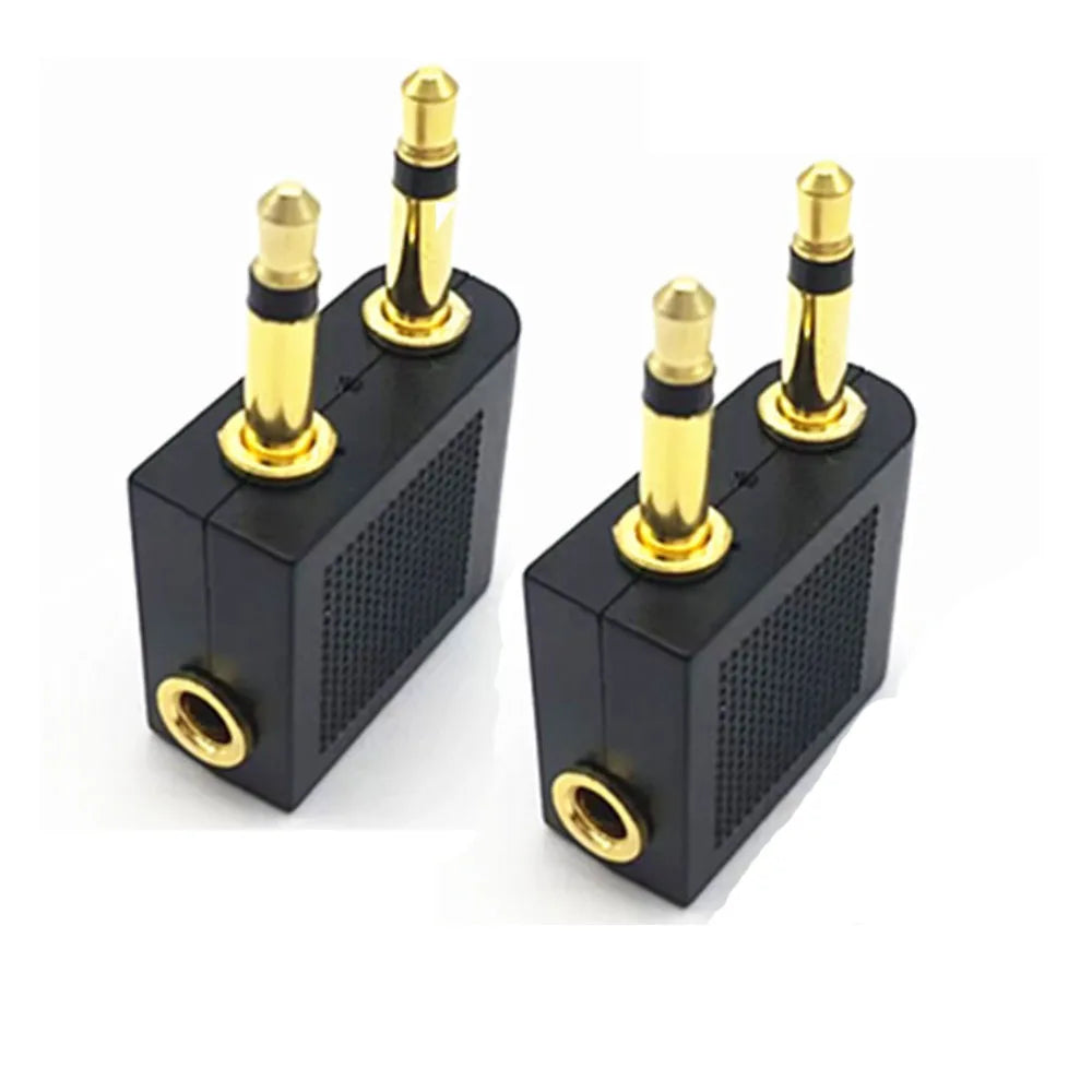 2PCS 3.5mm Airline Airplane Headphone Jack Audio Adapter Gold Plated Travel Earphone Connector for In Flight Entertainment