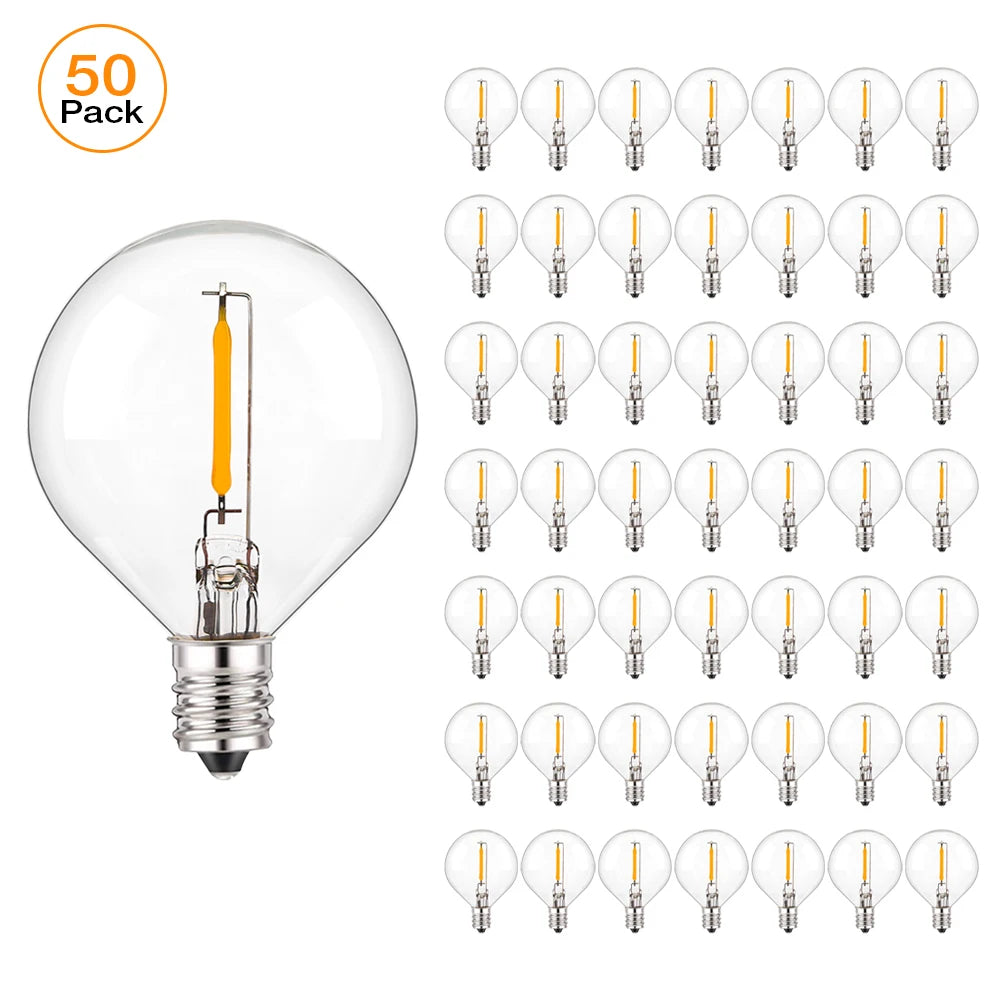 G40 LED String Light Replacement Bulbs E12 220V 110V Globe Light Bulb Warm White 2200K 10W Equivalent Indoor Outdoor Decor
