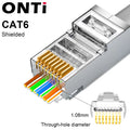 ONTi 10/50/100pcs CAT5E CAT6 CAT7 Plug RJ45 Connector 50U Gold Plated End Pass Through Network Cable Modular 8P8C Connector