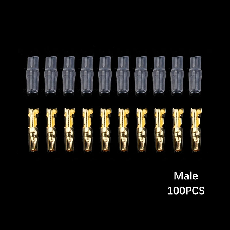 200PCS 50 Set 3.9mm Male Female Motorcycle Bullet Connector Socket Classic TerminalS For Cable Wire of 1.0 mm to 2.5 mm