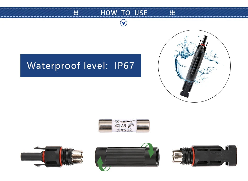 Wholesale Solar PV Fuses Connector In-line IP67 Waterproof Fuse Holder Protection 1000VDC  10A/15A/20A/25A/30A