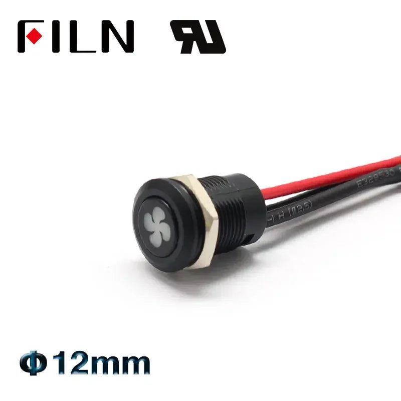 12mm 12V IP65 Symbol Push Button Switch Waterproof Plastic Button Momentary  for Racing Car & Boat - Dashboard Warning