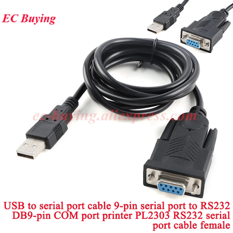 USB to RS232 COM Serial Port RS-232 9 Pin DB9 Data Cable 340 Convertor PDA FT232 PL2303 With Female Adapter WIN10 Windows 8 XP