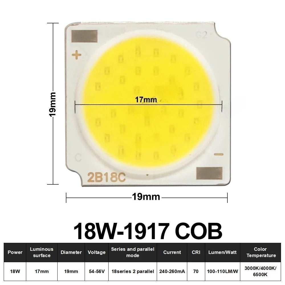 10pcs COB LED 3W 5W 7W 10W 12W 15W 18W 30W 36W Neutral Cold Warm White 13mm 20mm 28mm 1919 Chips Lamp SpotLight Downlight DIY