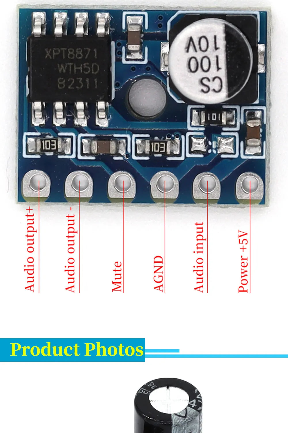 5128 Amplifier Board 5W Class D Digital Amplifier Board Mono Audio Module Low Distortion VS88715V DC2.5-5.5V LTK5128 Class AB