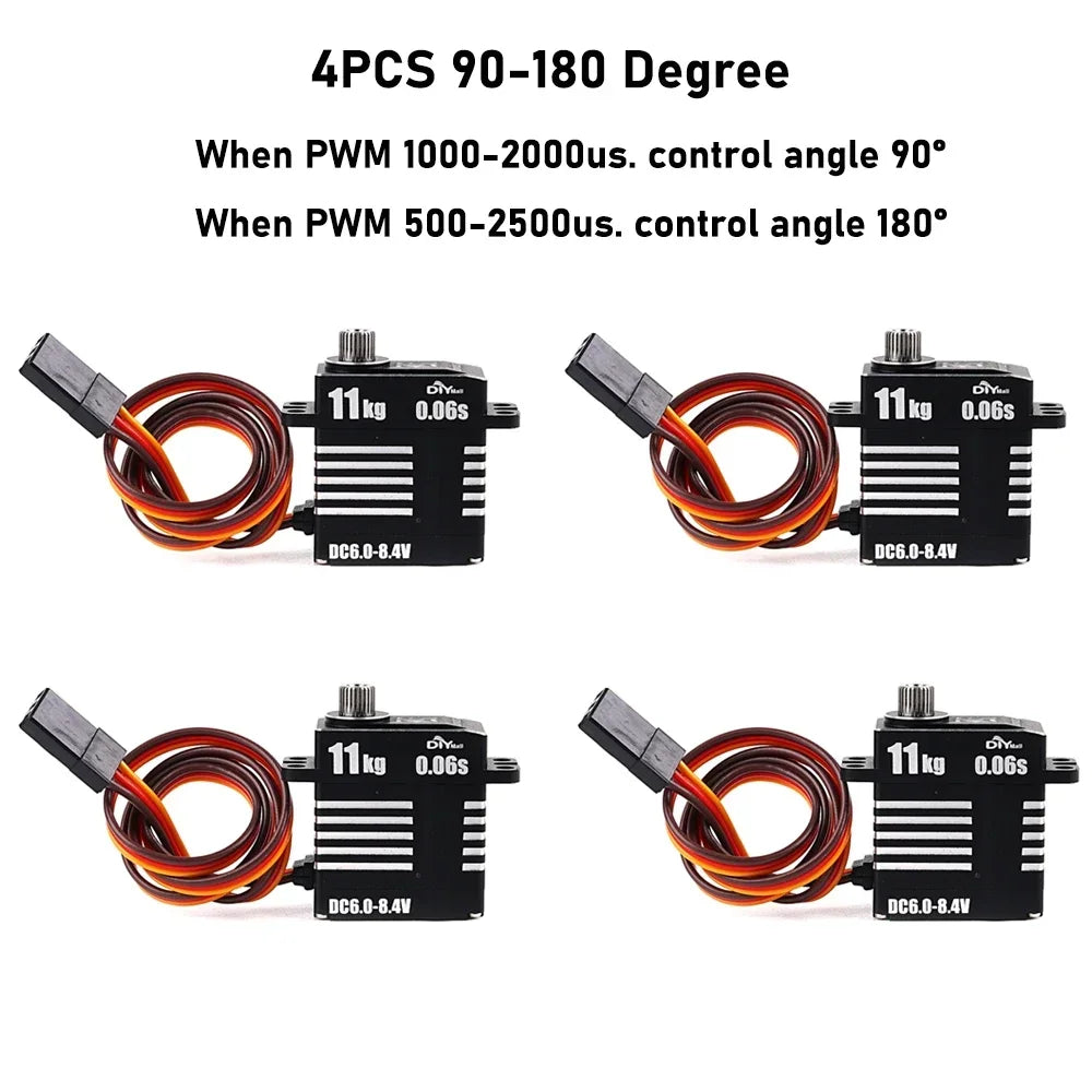 Micro 8.4V 0.06S 11KG Digital Servo Motor Mini Full Metal Coreless Programmable Servos 180/270/360 Degree High Torque for RC Car
