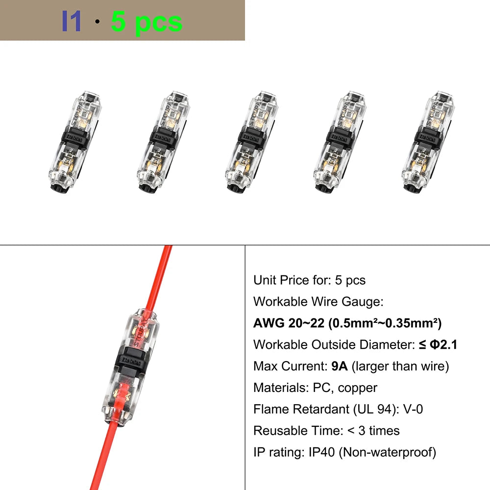Cable Terminal Electric Wire Connector Clamp Block Quick Splice Scotch Lock Crimp for LED Car Wiring Joint Kit Tool Accessories