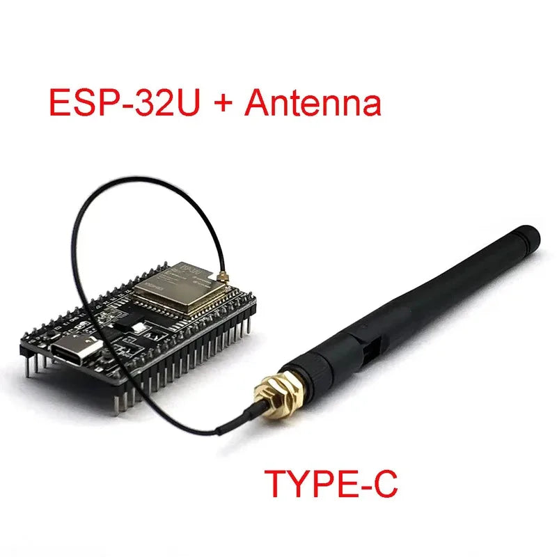 ESP32-WROOM-32U DevKitC WiFi Bluetooth IoT Development Board with 2.4G Antenna & Arduino+ Compatible for Wireless Programming