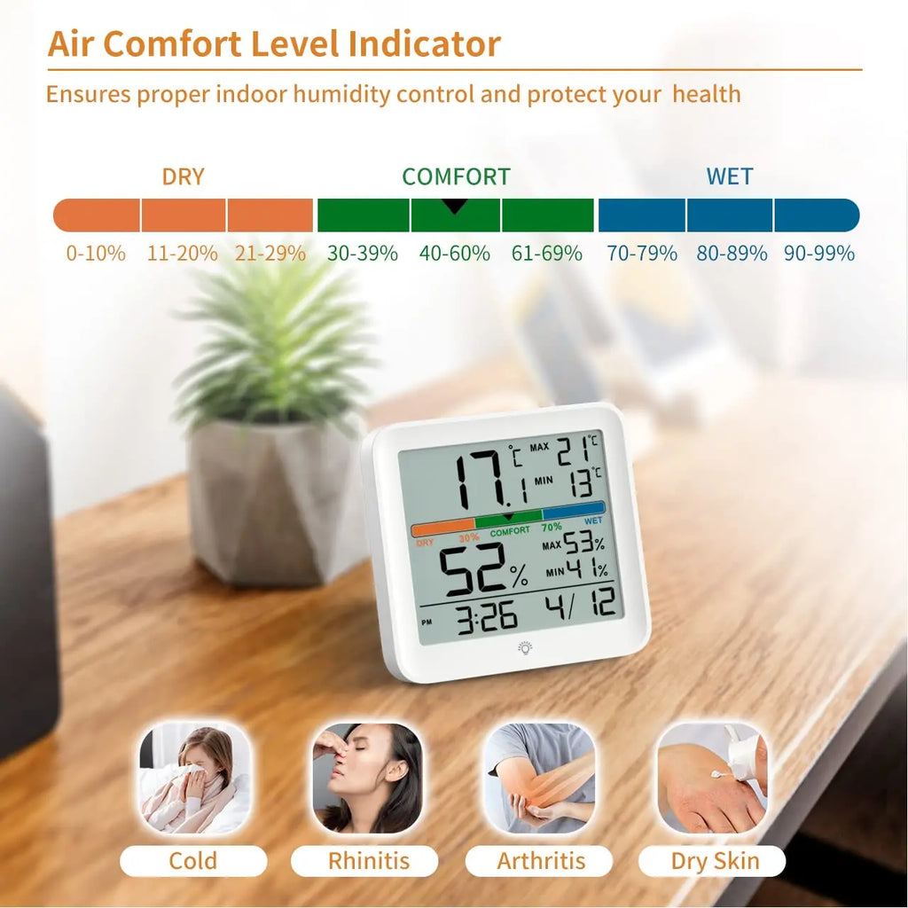 LCD Thermometer Hygrometer Sensor Gauge Indoor Room Digital Temperature Humidity Meter Weather Station For Home