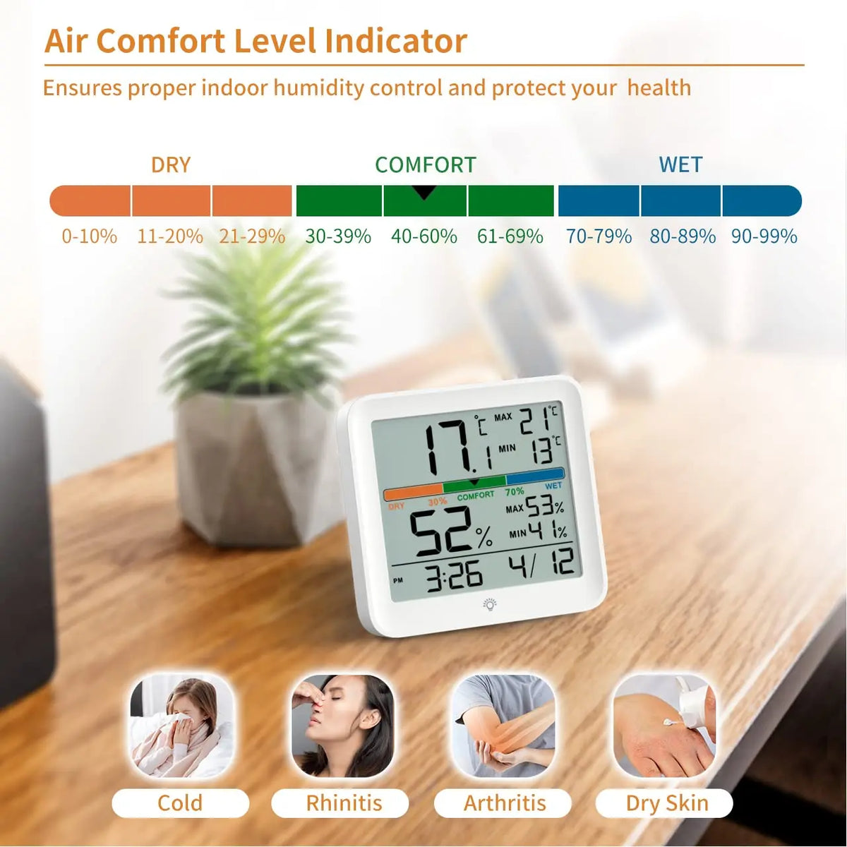 LCD Thermometer Hygrometer Sensor Gauge Indoor Room Digital Temperature Humidity Meter Weather Station For Home