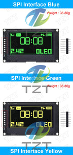 TZT 2.42" 2.42 inch LCD Screen White  Yellow 128x64 OLED Display Module IIC I2C SPI Serial for C51 SPD0301