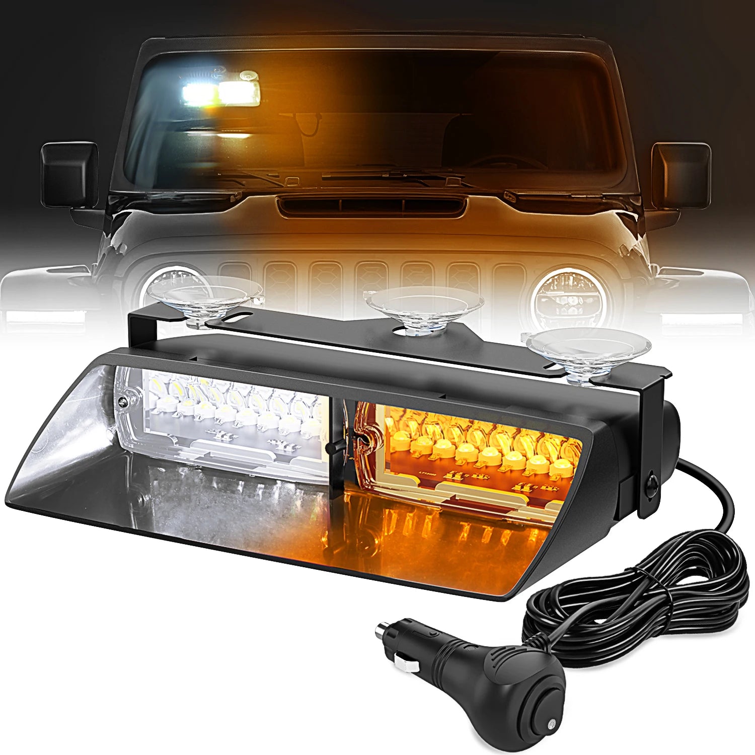 Nilight Bright LED Strobe Lights , Car Windshield Warning Flash Light with Suction Cups, Hazard Safety Lamp for Truck