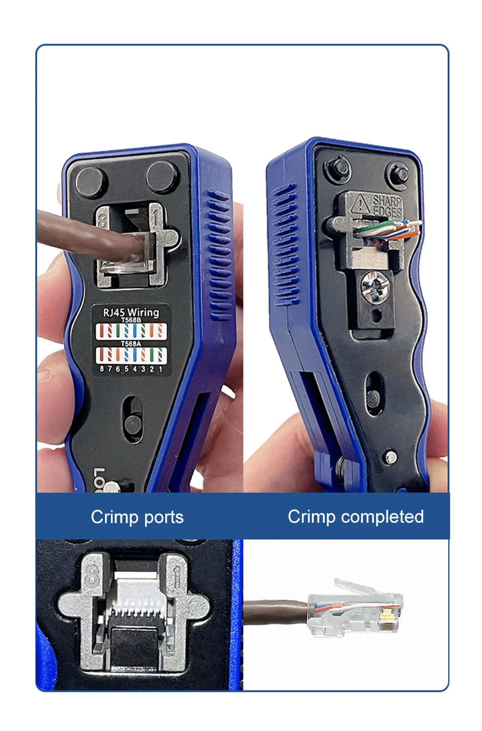 RJ45 UTP Crimper Network Tools Ethernet Cable Stripper Through-hole Connector CAT5/6/7/8 Pliers Pressing Wire Clamp Tongs Clip