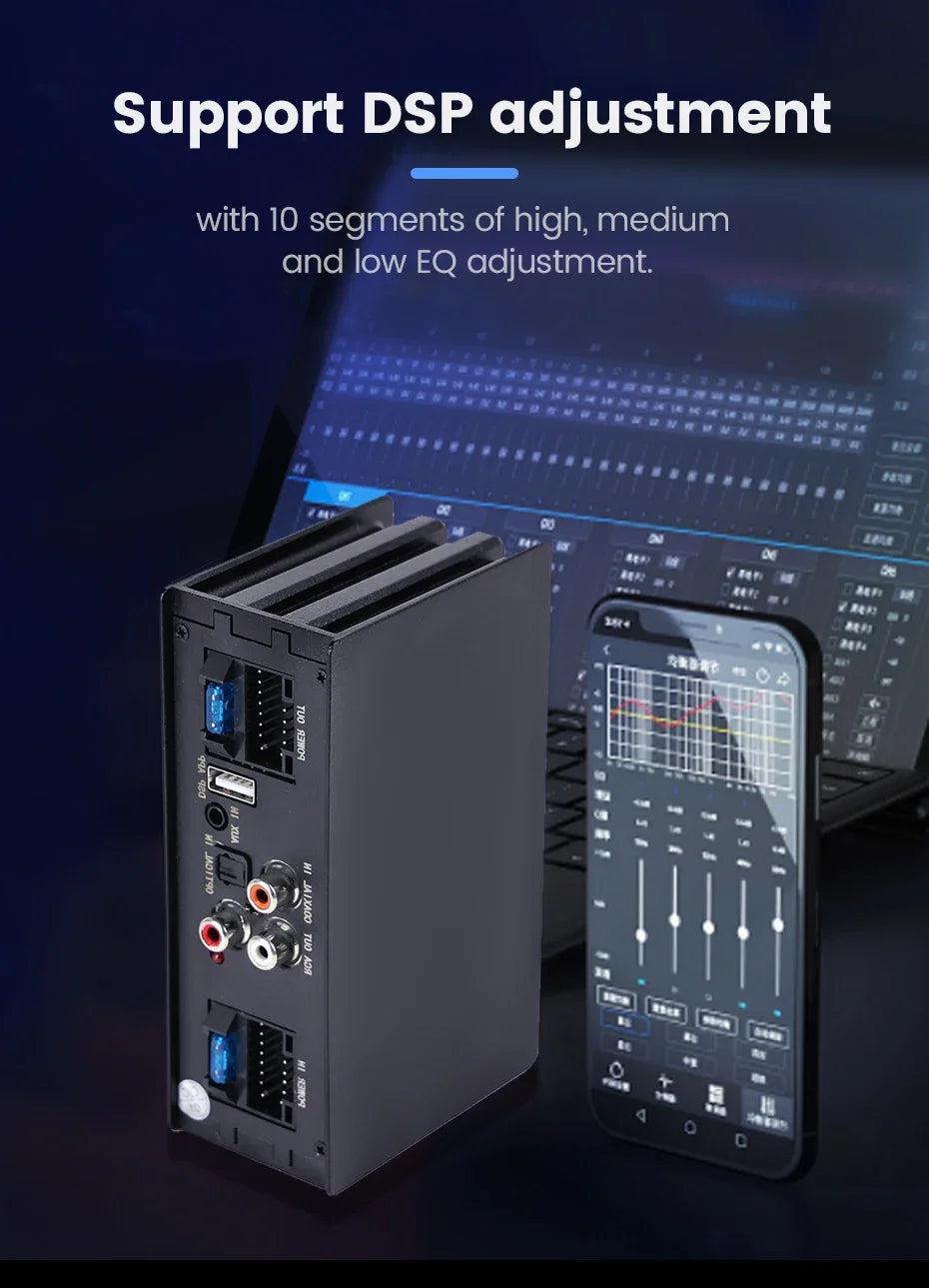 Audio DSP Digital Processor 4x50W High Power Amplifier for Honda KIA Toyota Android Car Radio Sound Upgrade Subwoofer APP Adjust