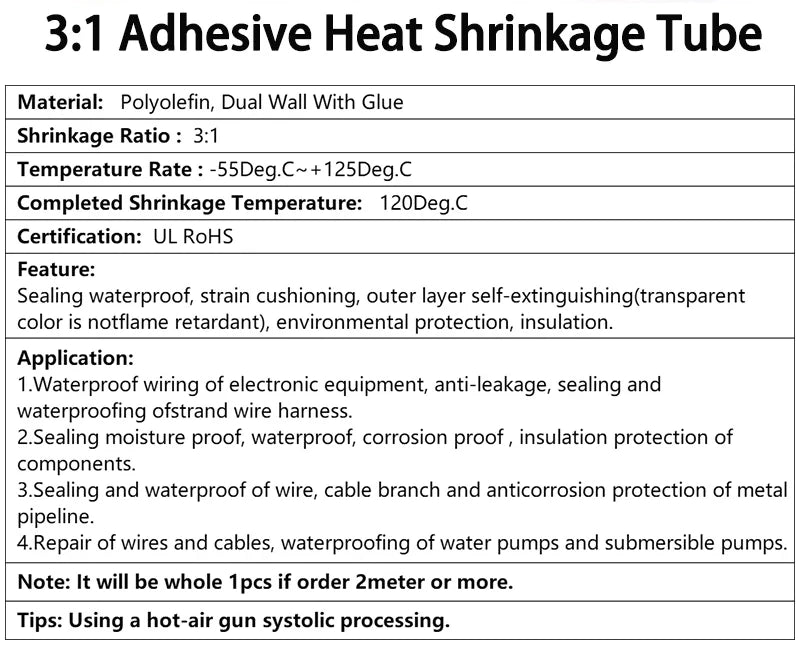 Yellow-Green 3:1 Heat Shrink Tube With Glue 1.6mm - 50mm Dual Wall Adhesive Lined Polyolefin Shrinkin ﻿Wrap Cable Protect Sleeve