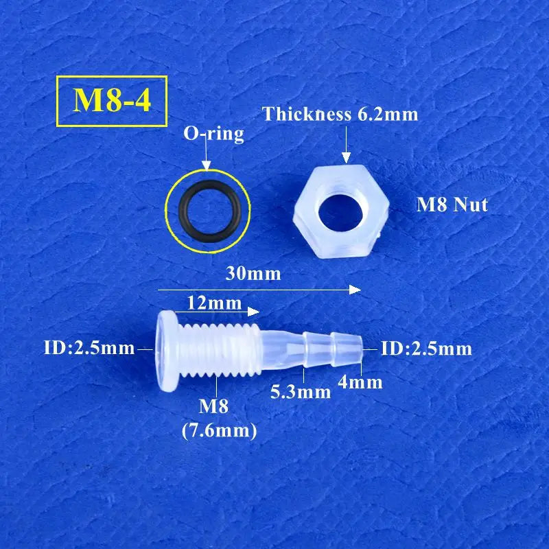 PP Straight Bulkhead Connector M5~M16 Thread To 3~12mm Aquarium Water Tank Inlet Outlet Joint Garden Irrigation Hose Connectors
