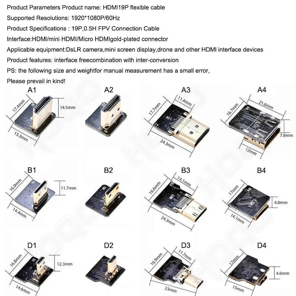 Ribbon FPV HDMI-Compatible Connector Anti-interference Flexible Flat Cable Raspberry Pi 4 Micro Mini HDMI-compatible