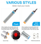 OMCH M8 M12 M18 M30 Inductive Proximity Switch Sensor Detection Distance 1/2 2/4 5/8 8/10mm NPN PNP NO NC DC 3-wire 6-36V