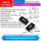 NPN PNP Transistor SOT23/S9018/MMBT4403/S9015/FMMT618TA//BZX84-C2V4/2SC1623/BAT54/A1015 Y1 04 J8 2T M6 618 D4 T3 1F A4 L6 JV3 BA