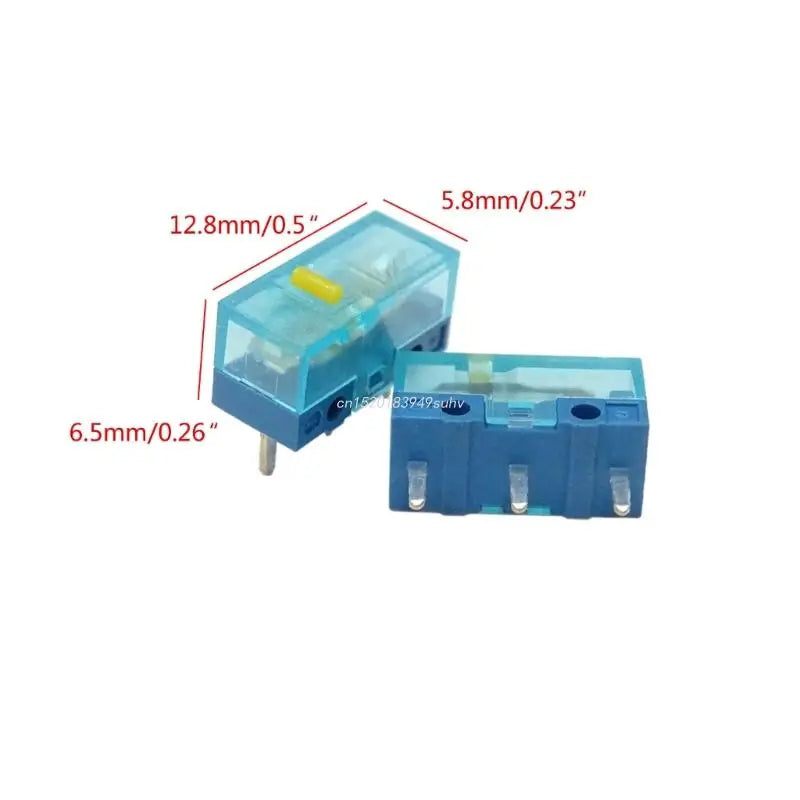 4Pcs New HUANO Blue Transparent  Mouse Micro Switch Button Pink Red Yellow Blue Green Dot Button Switch 3Pin 0.74N