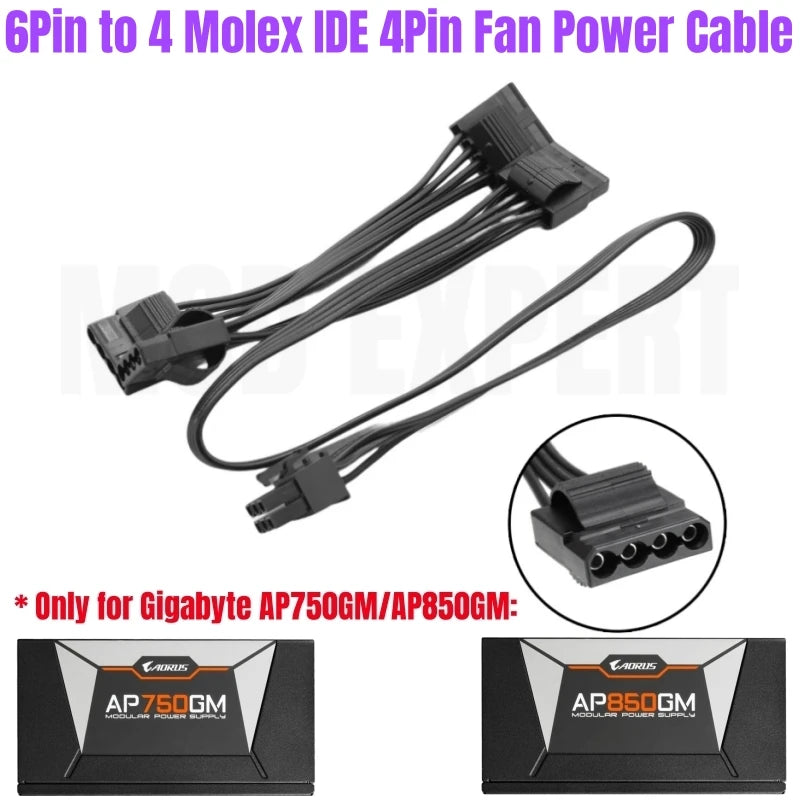 Modular Power Cable for GIGABYTE AORUS AP750GM AP850GM, GPU PCIe 8Pin 6+2Pin, CPU 4+4Pin, HDD SSD SATA Molex IDE 4Pin, ATX 24Pin