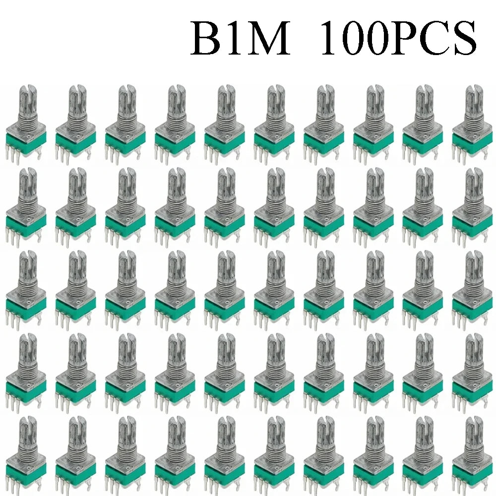 100PCS RK097 Precision Linear Potentiometer Vertical Single Link Shank 15mm D axis B2K B10K B20K B50K B100K B500K B1M