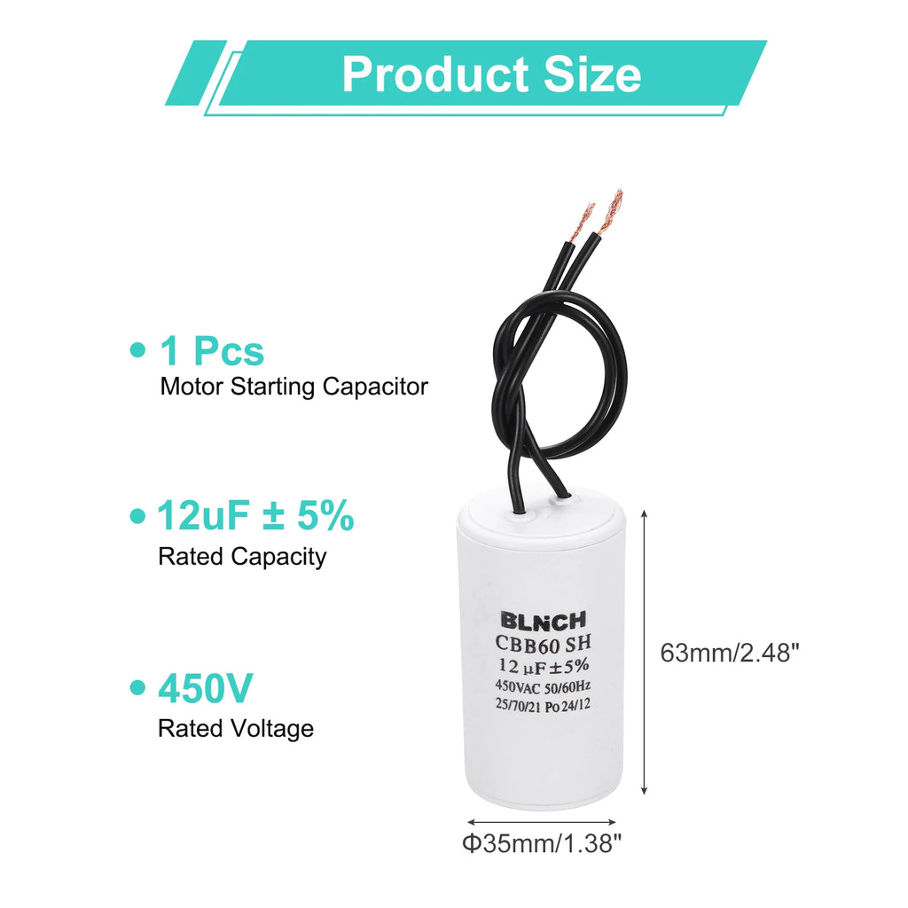 1/2Pcs CBB60 Running Capacitor 3-100uF 450V 2 Wire Electric Air Compressor Motor Run Starting Capacitor for Washing Machine