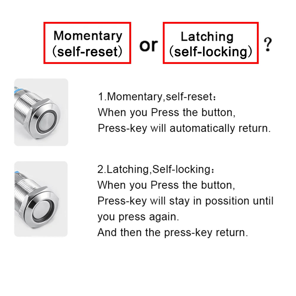 Customized 16/19/22mm Metal Push Button Switch with Socket Waterproof Horn LED Light Self-reset/Self-locking for Car Boat 12V