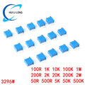 10pc 3296W 50 100 200 500 1K 2K 5K 10K 20K 50K 100K 200K 500K 1M ohm Multiturn Trimmer Potentiometer Precision Variable Resistor