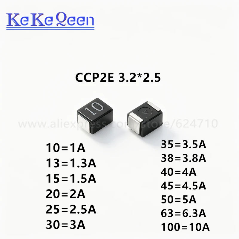50Pcs/Lot CCP2E10 CCP2E15 CCP2E20 CCP2E25 CCP2E30 CCP2E50 CCP2E63 CCP2E100 72V MICRO FUSE 3.2*2.5mm SMD Chip Circuit Protectors