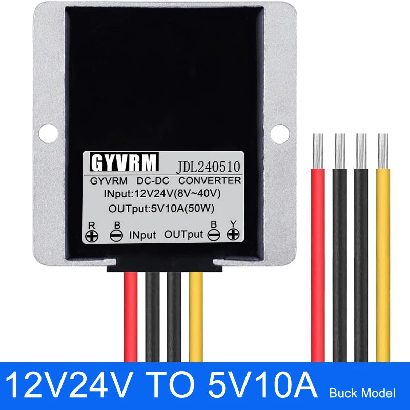 GYVRM DC DC 12v 24v to 5v Voltage Converter 1A 2A 3A 5A 10A 15A 20A 25A 30A 40A Step Up Down Buck 5v Voltage Reducer