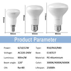 1-10 Pack R50 R63 R80 E14 E27 R Bulb Bathroom Light 6W 10W 12W High Lumen 3000K 4000K 6000K Natural Light for Bathroom Home