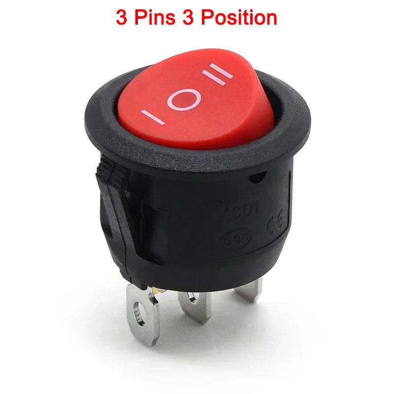 1~300pcs KCD1 LED Rocker Switch Round 2/3Pin ON-OFF-ON 2/3 Position 6A/250VAC 10A/125VAC SPST 23mm Car Push Button Switches
