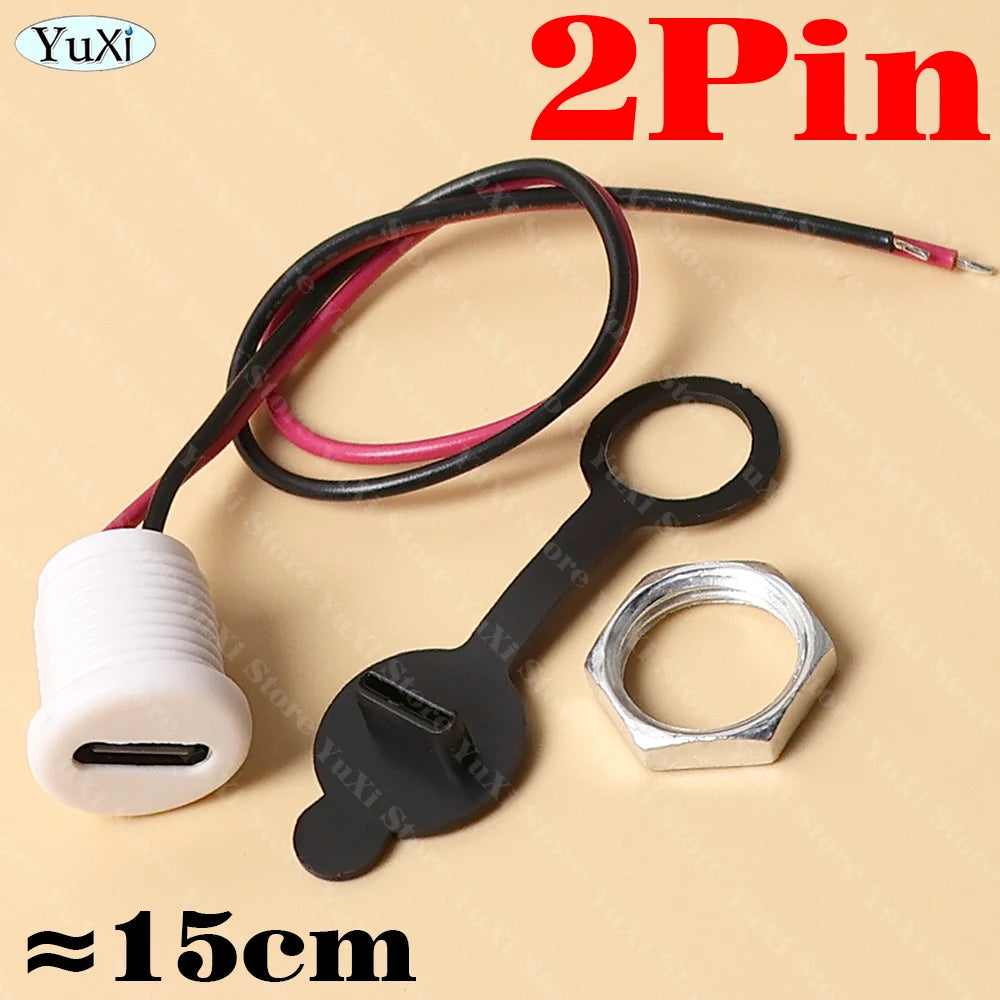 1–20pcs USB-C Type-C Waterproof Connector With Nut Locking Panel Mounting TPC Fast Charging Port Jack Socket 2/4/5/6 Pin PH 2.0
