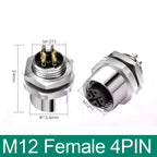 M12 Panel Back Mount Flange Socket Sensor Connector Waterproof Screw Threaded Coupling Male Female 3 4 5 8Pin M1216