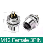M12 Panel Back Mount Flange Socket Sensor Connector Waterproof Screw Threaded Coupling Male Female 3 4 5 8Pin M1216