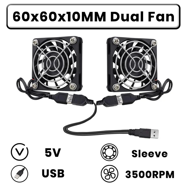 GDSTIME Dual 40mm 50mm 60mm 80mm 92mm 120mm 140mm DC 5V Powered USB Fans with 2 in 1 USB Cable for AV Receiver DVR Cooling
