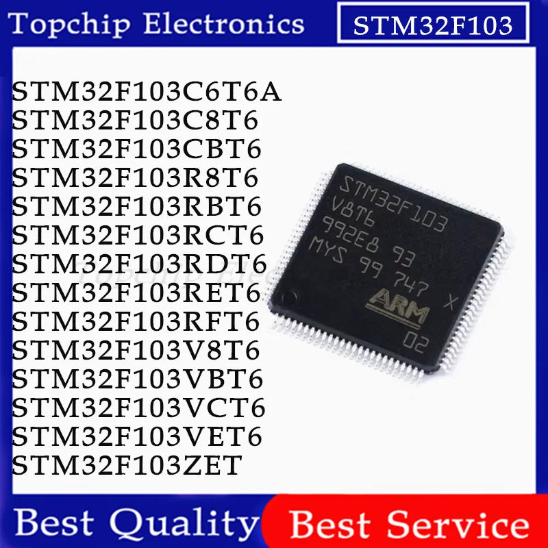 5pcs STM32F103C6T6A STM32F103C8T6 STM32F103CBT6 STM32F103RCT6 STM32F103 R8T6 RBT6 RET6 V8T6 VBT6 VCT6 VET6 IC MCU LQFP-48 Chip