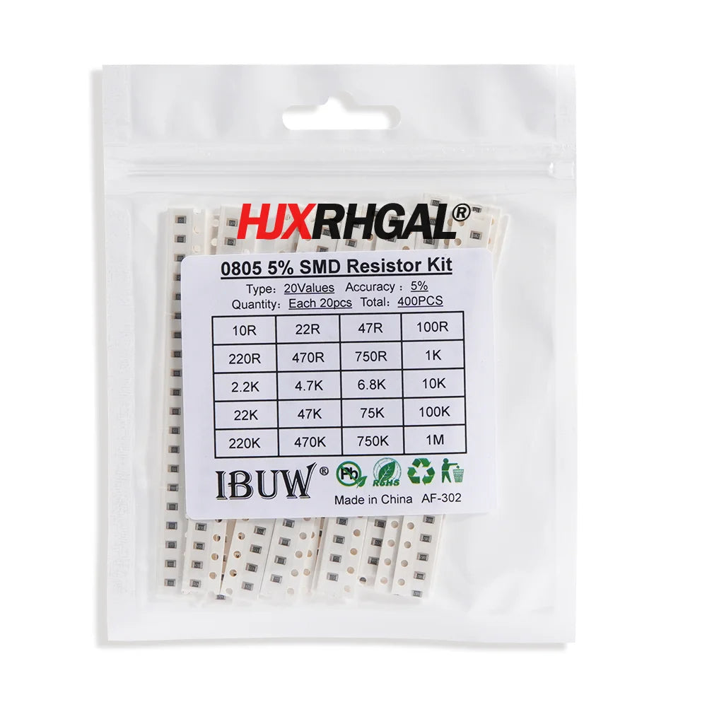 0402 0805 0603 1206 2512 1210 SMD Resistor Kit Assorted Kit Sample Kit 10/20/33/36/60/80 Values 1K 10K 20K 100K 100 200 220 ohm