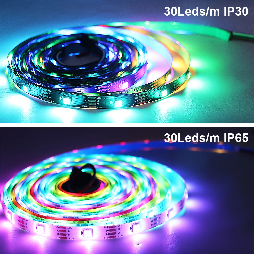 WS2811 WS2812B WS2813 WS2815 5050RGBIC Smart LED Strip Lights Individually Addressable IC  30/60/144Pixels/Leds/m Light DC5V/12V
