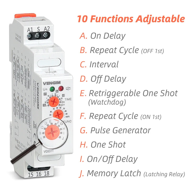 Multi-function Time Relay 220v 24v 12v AC DC Timer On Off Delay Relay Modular Switch by Din Rail