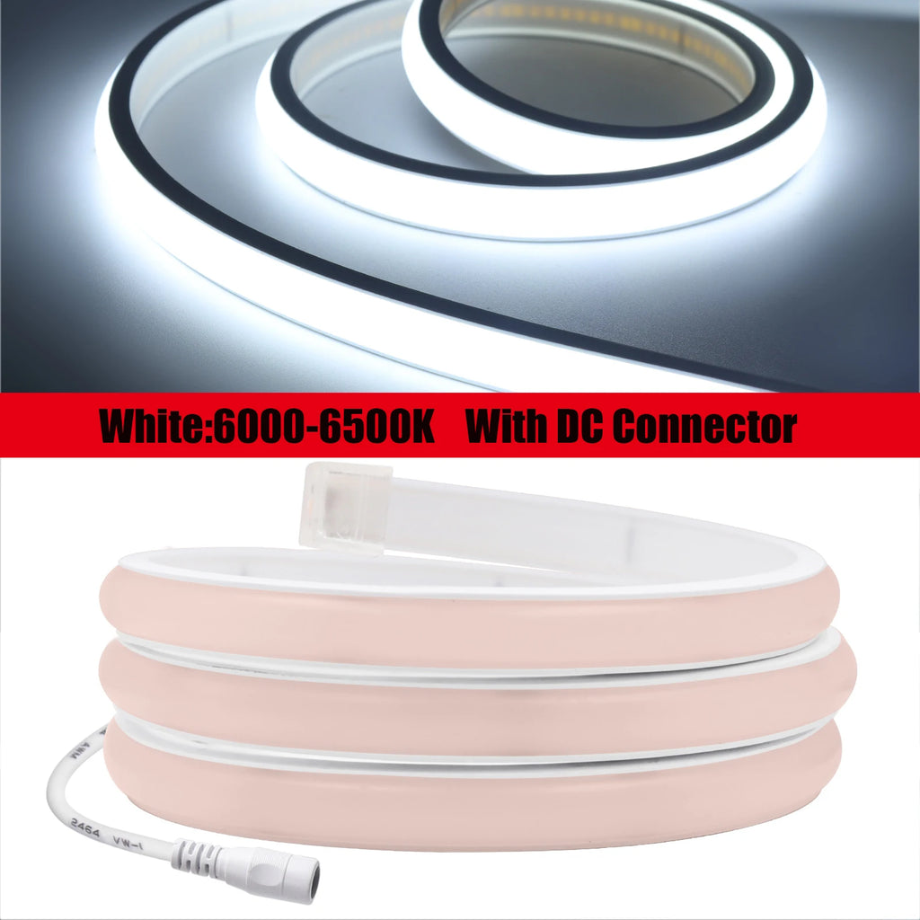 12V 24V 320Leds/M COB Neon Strip Waterproof 3000K 4000K 6000K Home Decor High Brighter Flexible Ribbon Rope LED Light 0.5M-20M