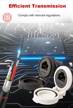 8P8C Ethernet IP65 Waterproof Retardant Terminal Network LAN Cable RJ45 Signal Connector Adapter Socket with Rubber Cap Cover