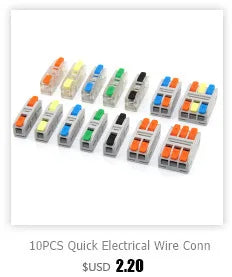 1PC 225 Series Fixed Modular Wire Connectors Compact Splicing Lighting Push-in Multi Link Terminal Block 1 In Multiple Out