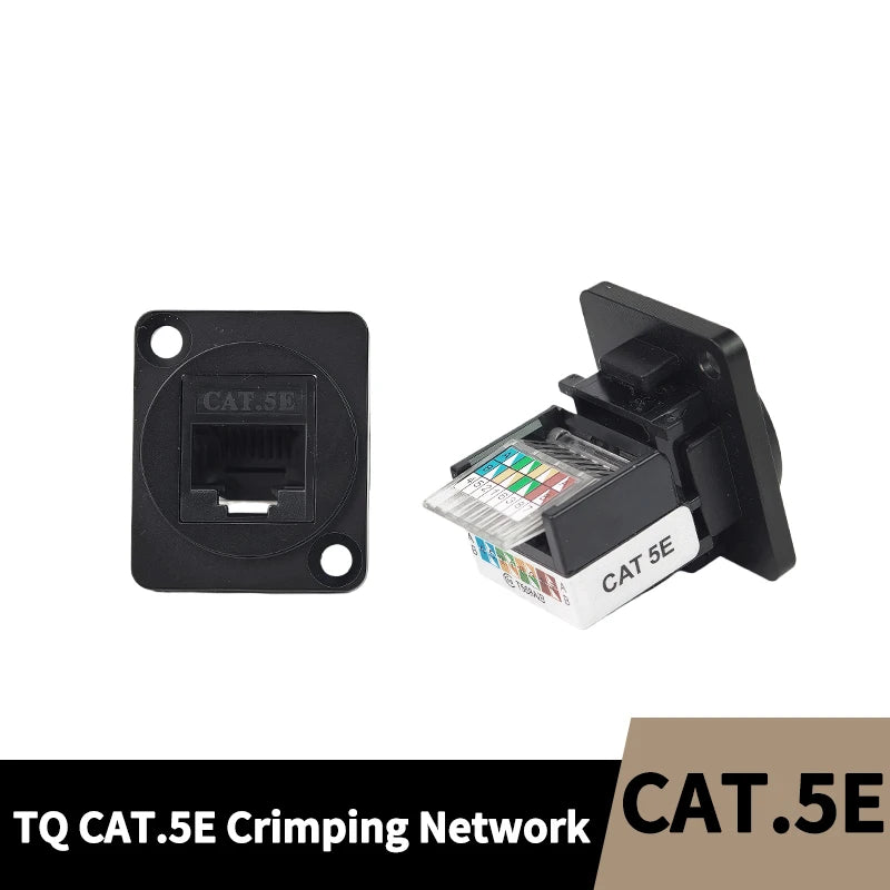 D Type RJ45 CAT5E CAT6 CAT6A CAT7 Panel Mount Feed Through Connector Shielded Ethernet Socket for Rack Cabinet Wall Plate 8P8C