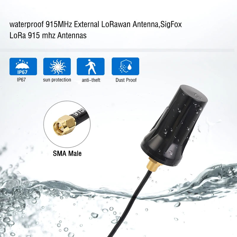 Waterproof 915MHz External LoRawan Antenna, SigFox LoRa 915 MHz Antennas