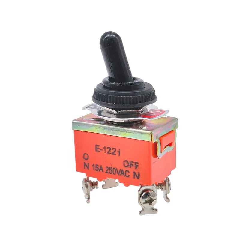 Toggle Switch SPST DPDT 250V 15A 2 3 Position Latching ON-OFF ON-ON ON-OFF-ON E-1322 1021 1122 1121 1221 1321 Cap Waterproof