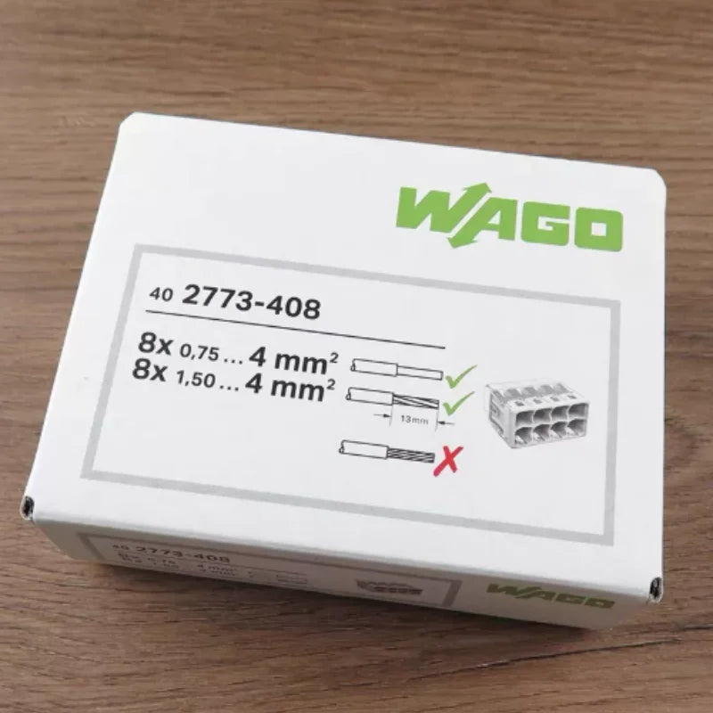 Original WAGO 2773‑402‑403‑404‑405‑406‑408 PUSH‑WIRE Splicing Connector 0.5‑4mm² 32A 450V Transparent Push‑in Wire Terminal Bloc